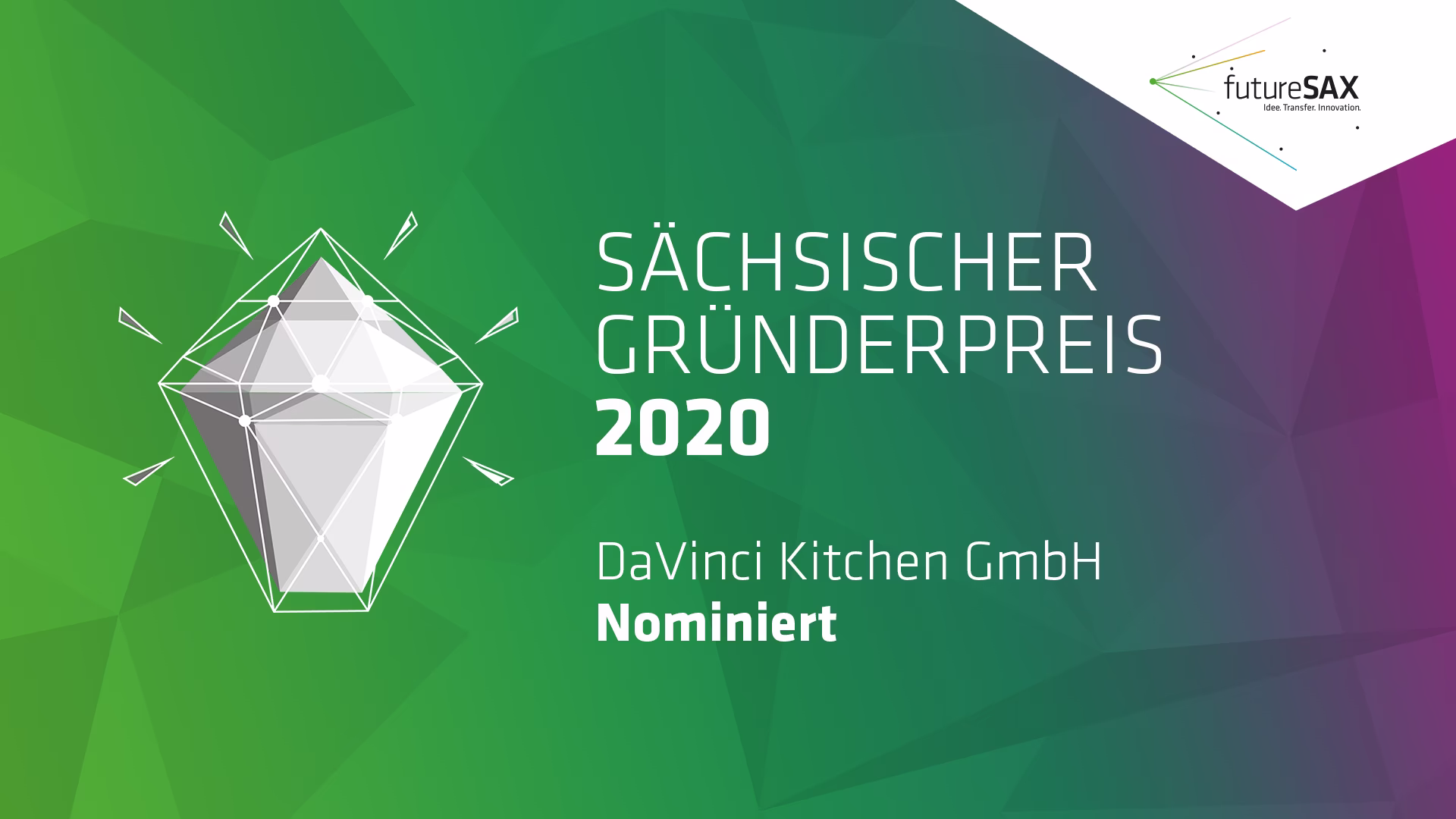 DaVinci Kitchen wurde beim S&auml;chsischen Gr&uuml;nderpreis 2020 nominiert.